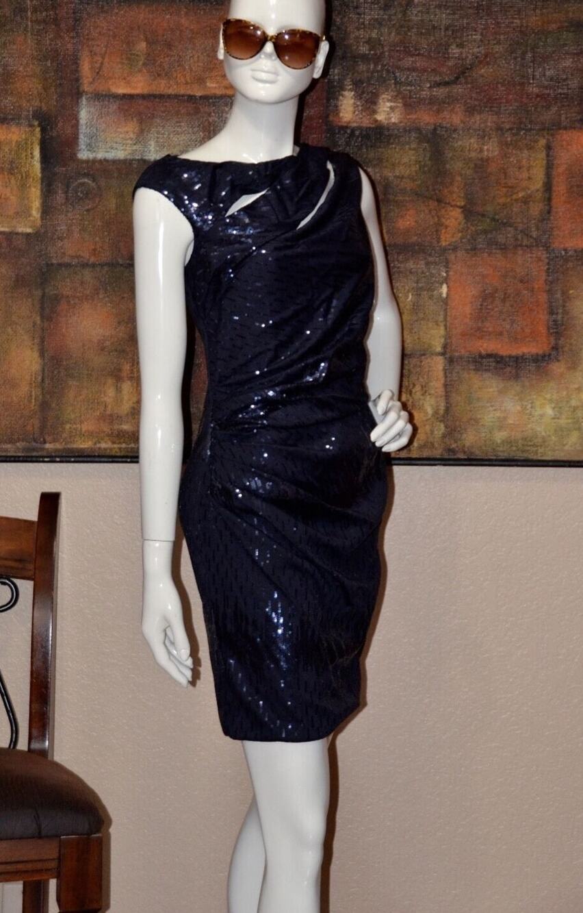 KEVAN HALL SEQUIN BODYCON SPLICED COCKTAIL EVENING DRESS SIZE 6 NEW!
